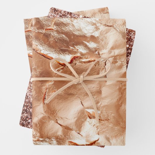 Rose Peach Gold Glam Geschenkpapier Set (Beispiel)
