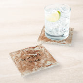 Rose Peach Gold Glam Glasuntersetzer (Schrägansicht)