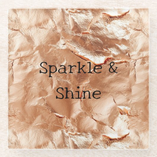 Rose Peach Gold Glam Glasuntersetzer (Vorderseite)