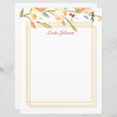 Rose Peach Wassercolor Branch Stationery (Vorne/Hinten)