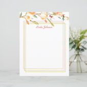 Rose Peach Wassercolor Branch Stationery (Stehend Vorderseite)