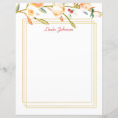 Rose Peach Wassercolor Branch Stationery (Vorderseite)