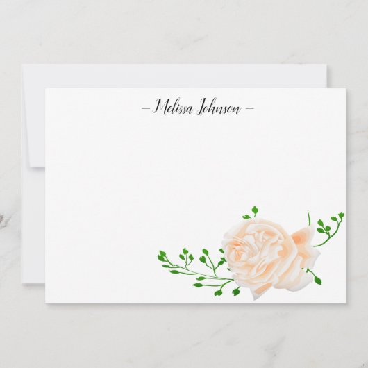 Rose Peach Wassercolor Personalisiert Mitteilungskarte (Vorderseite)