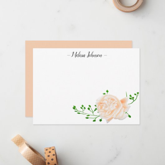 Rose Peach Wassercolor Personalisiert Mitteilungskarte (Vorderseite/Rückseite Beispiel)