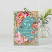 Rose Pearl Bridal Tea Party Einladung (Stehend Vorderseite)