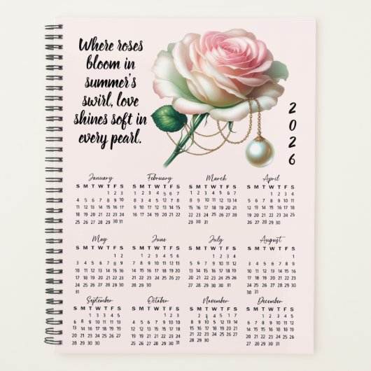 Rose & Pearl June-Verse – 2026 Jahresplaner Planer (Vorderseite)