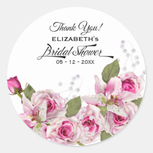 Rose Pearl Lily Pink Brautparty Runder Aufkleber