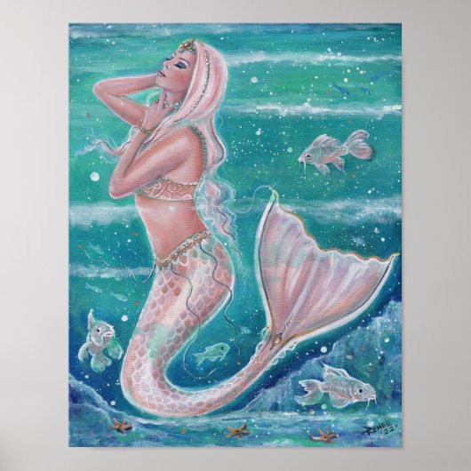 Rose Pearl Mermaid Art von Renee Lavoie Poster (Vorne)