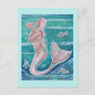Rose Pearl Mermaid Art von Renee Lavoie Postkarte