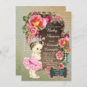 Rose Pearl Tutu Princess Baby Dusche Einladung (Vorne/Hinten)