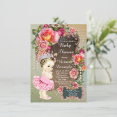 Rose Pearl Tutu Princess Baby Dusche Einladung (Stehend Vorderseite)