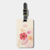 Rose Pearls Lacy Monogram Gepäckanhänger (Vorderseite vertikal)