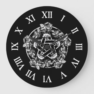 Rose Pentagramm Große Wanduhr