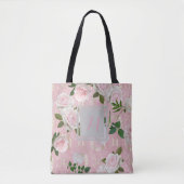 Rose-Peongram auf der blush-pink-goldenen Damaskus Tasche (Vorderseite)