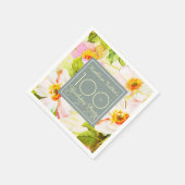 Rose Peonies 100. Geburtstagsparty Paper Napkin Serviette (Ecke)