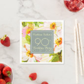 Rose Peonies 90. Geburtstagsparty Paper Napkin Serviette (Beispiel)