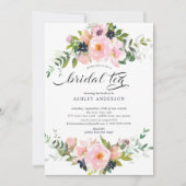 Rose & Peonies Brautparty Bridal Tee Einladung (Vorderseite)