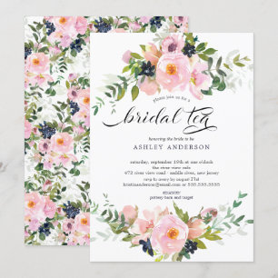 Rose & Peonies Brautparty Bridal Tee Einladung