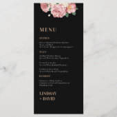 Rose Peony-Blume auf der Black Menu-Karte Menükarte (Vorderseite)