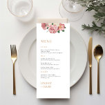 Rose Peony Blume Menu Card Menükarte<br><div class="desc">Diese Menükarte wurde für die Koordination mit unserer Peony Rose Collection entworfen und verfügt über wunderschöne Rose- und Peony-Bouquets auf weißem Hintergrund mit klassischem Text. Die lebhaften Farben der Rose auf schwarzem Hintergrund machen das Kartenauge einzigartig. Für eine erweiterte Anpassung dieses Designs, z.B. das Ändern des Layouts, des Schriftartes oder...</div>