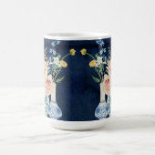 Rose Peony Blume Navy Blue Wood Kaffeetasse (Mittel)