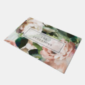 Rose Peony Blumen und Blätter eucalyptus stilvoll Fußmatte (Schrägansicht)