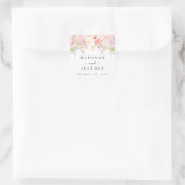 Rose Peony Blush Pink Hochzeit Quadratischer Aufkleber (Tasche)