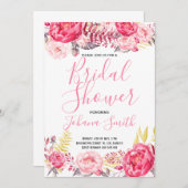 Rose Peony Floral Bridal Dusche Einladung (Vorne/Hinten)