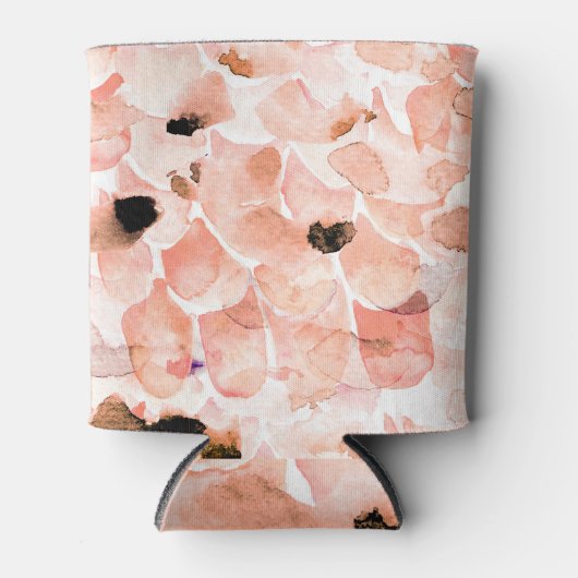 Rose, Peony, und Blätter, Aquarellmuster. Dosenkühler (Vorderseite)