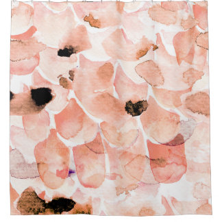 Rose, Peony, und Blätter, Aquarellmuster. Duschvorhang