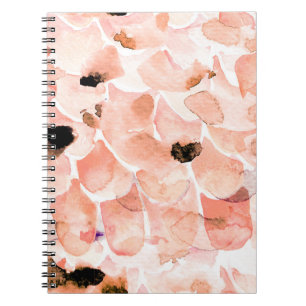Rose, Peony, und Blätter, Aquarellmuster. Notizblock
