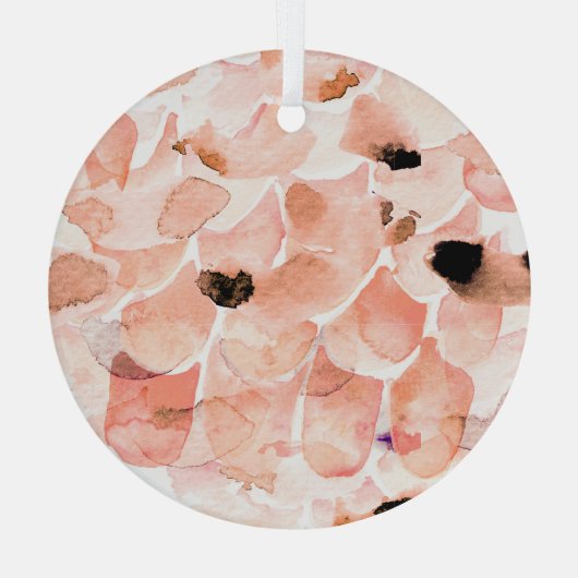 Rose, Peony, und Blätter, Aquarellmuster. Ornament Aus Glas (Rückseite)