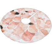 Rose, Peony, und Blätter, Aquarellmuster. Polyester Weihnachtsbaumdecke (Schrägansicht)