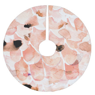 Rose, Peony, und Blätter, Aquarellmuster. Polyester Weihnachtsbaumdecke