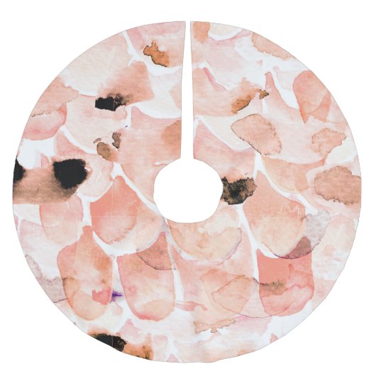 Rose, Peony, und Blätter, Aquarellmuster. Polyester Weihnachtsbaumdecke (Vorderseite)