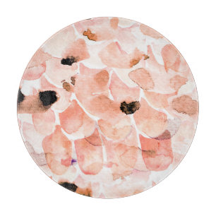 Rose, Peony, und Blätter, Aquarellmuster. Schneidebrett