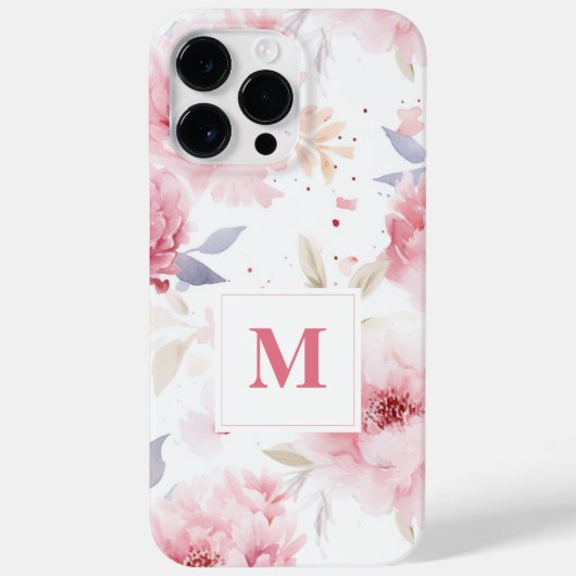 Rose Peonys Custom Monogram Case-Mate iPhone Hülle (Rückseite)