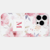 Rose Peonys Custom Monogram Case-Mate iPhone Hülle (Rückseite (Horizontal))