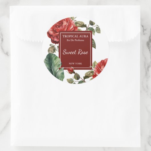 Rose Perfume Label Runder Aufkleber (Tasche)