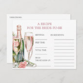 Rose Perlen & Prosecco Brautparty Rezept Karte (Vorne/Hinten)