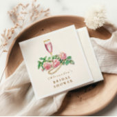 Rose Perlen und Prosecco Brautparty Serviette