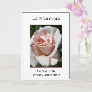Rose Personalisiert 40. Hochzeitskarte Karte