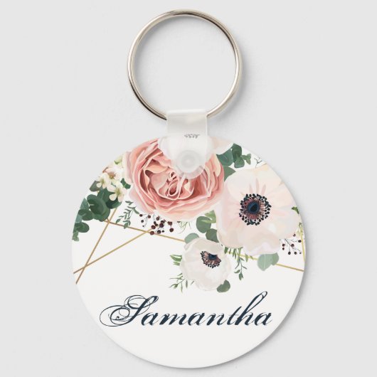 Rose personalisiert Key Chain Geometric Garden Ane Schlüsselanhänger (Vorderseite)