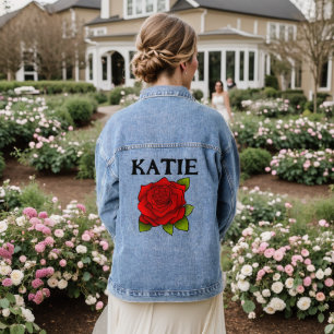 ROSE PERSONALISIERT NAME JEAN DENIM JACKET JEANSJACKE