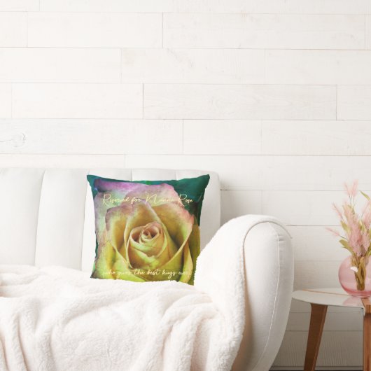Rose Personalizable Name und Message Throw Pillow Kissen (Liege)