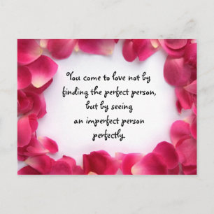 Rose Petal Frame PostCard mit Liebe Quote Postkarte