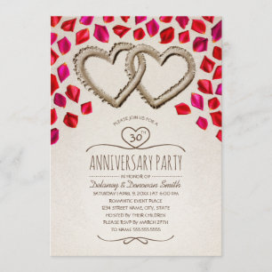 Rose-Petal-Strand 30. Hochzeitstag-Feier Einladung