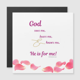 Rose Petals - Gott sieht mich Magnetkarte