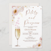 Rose Petals Petals Prosecco Boho Brautparty Einladung (Vorne/Hinten)