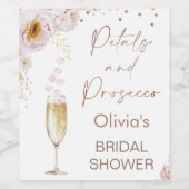 Rose Petals Petals Prosecco Boho Brautparty Weinetikett (Einzelnes Label)